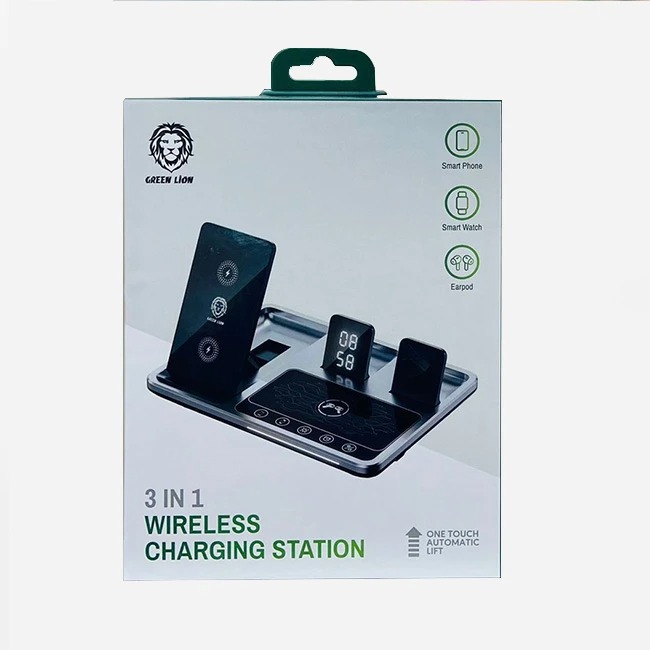 استند شارژر رومیزی گرین لاین مدل 3in1 Wireless Charging Station